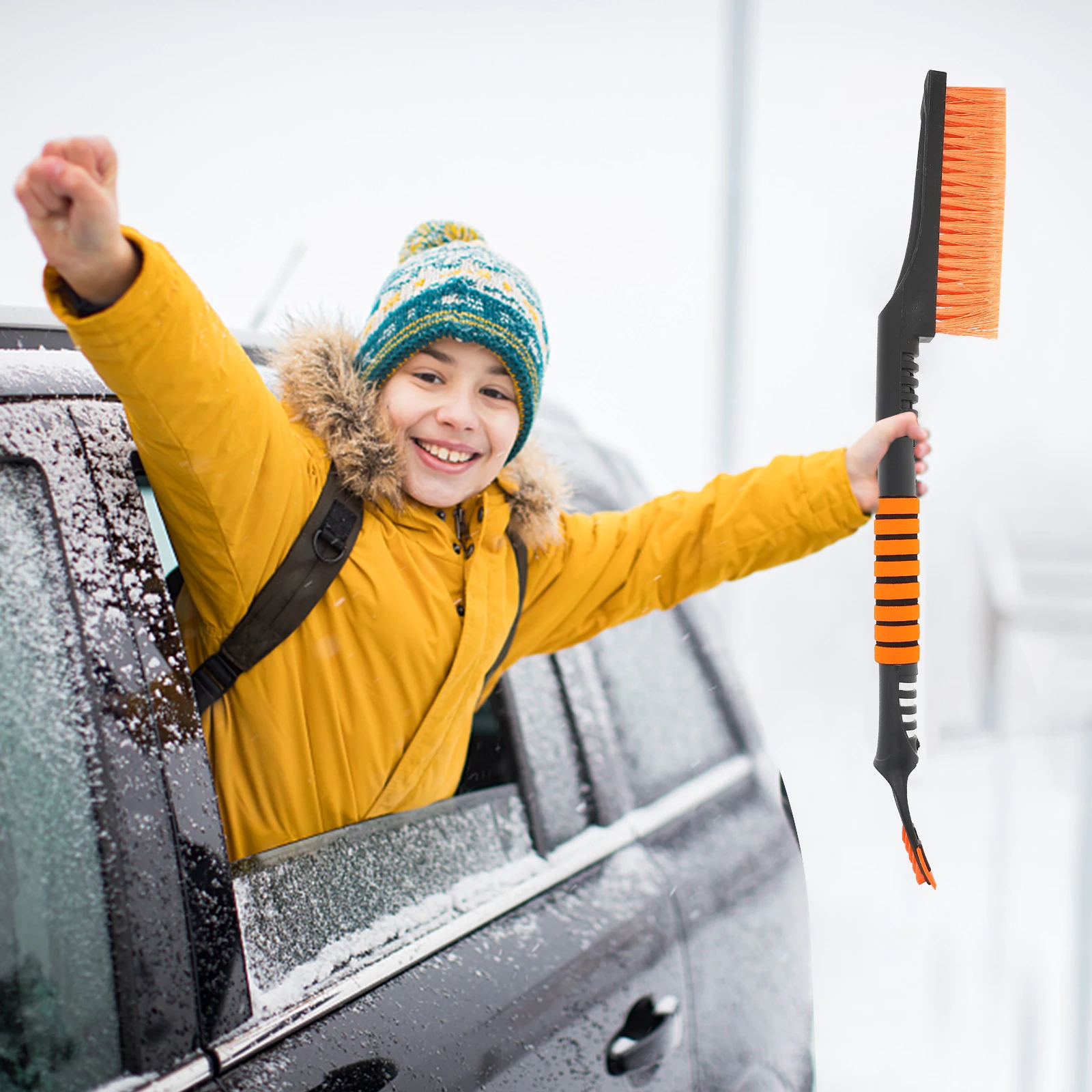 

1Pcs Efficient Snow Brush Portable Multi-Functional Ice Scraper Telescopic Design for Quick Snow Removal