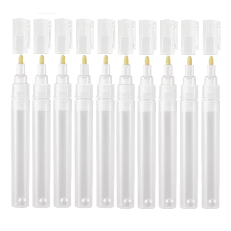 

10Pack 3Mm Empty Fillable Blank Paint Touch Up Pen Markers, Round Tilted-Head Paint Marker Pens For Art Painting Crafts