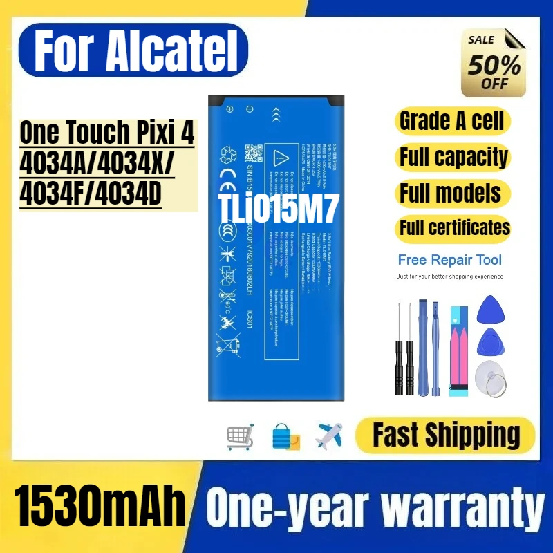 

TLi015M7 for Alcatel One Touch Pixi 4/4034A/4034X/4034F/4034D Mobile Phone Battery High Quality Replacement Bateria Grade A Cell