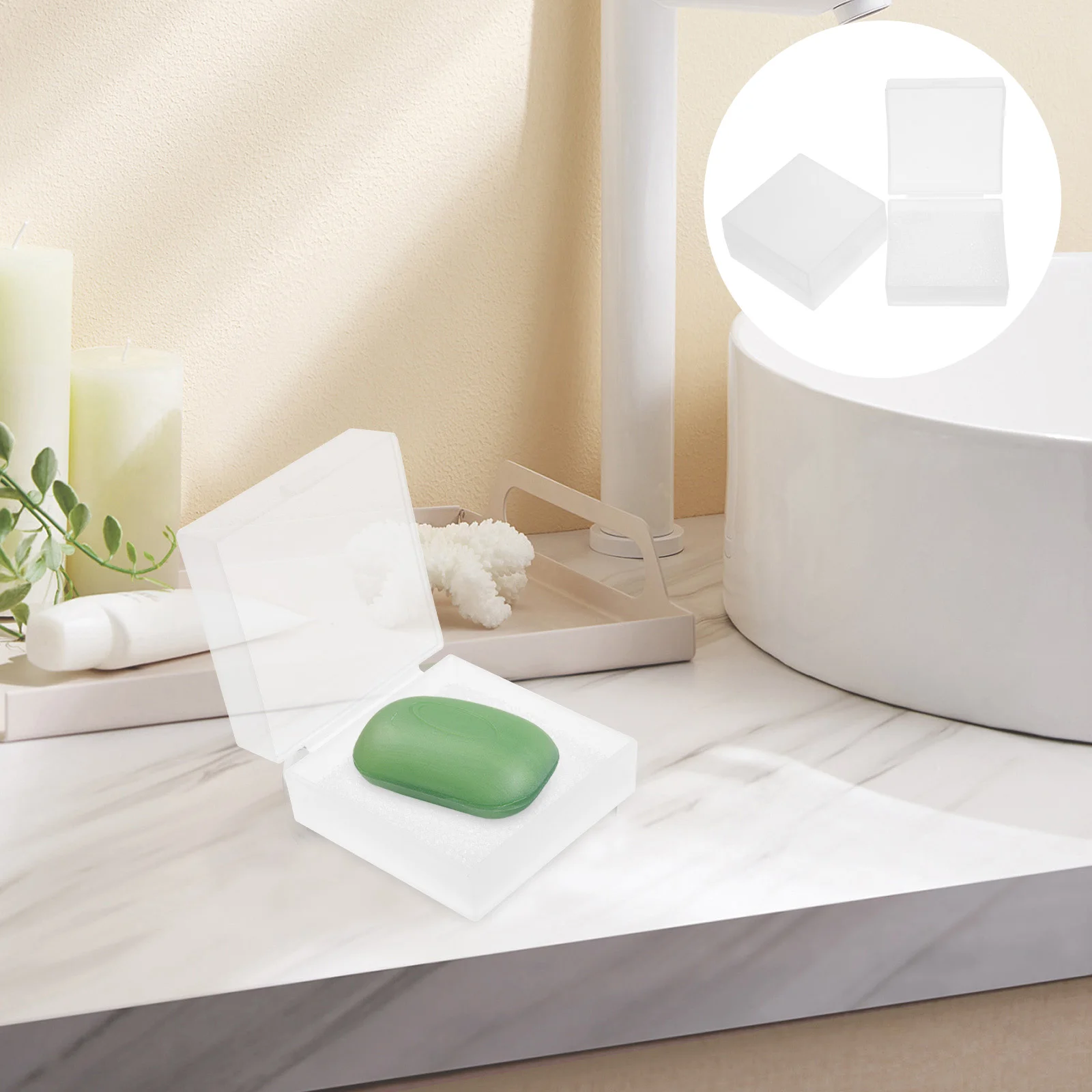 

2pcs Travel Soap Box Leak Proof Lid Portable Storage for Gym Camping Hiking PP Sponge Material Non Metal Waterproof for Bath