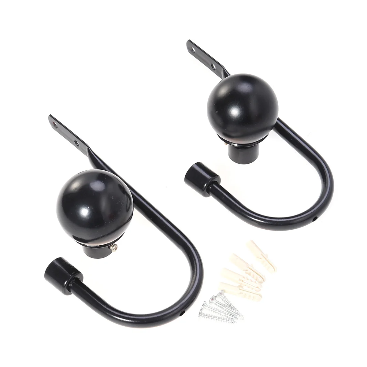 

One Pair U Shaped Black Wall Mounted Curtain Holdbacks Stylish Tassel Curtain Hooks Home Living Room Multi Use Wall Hooks