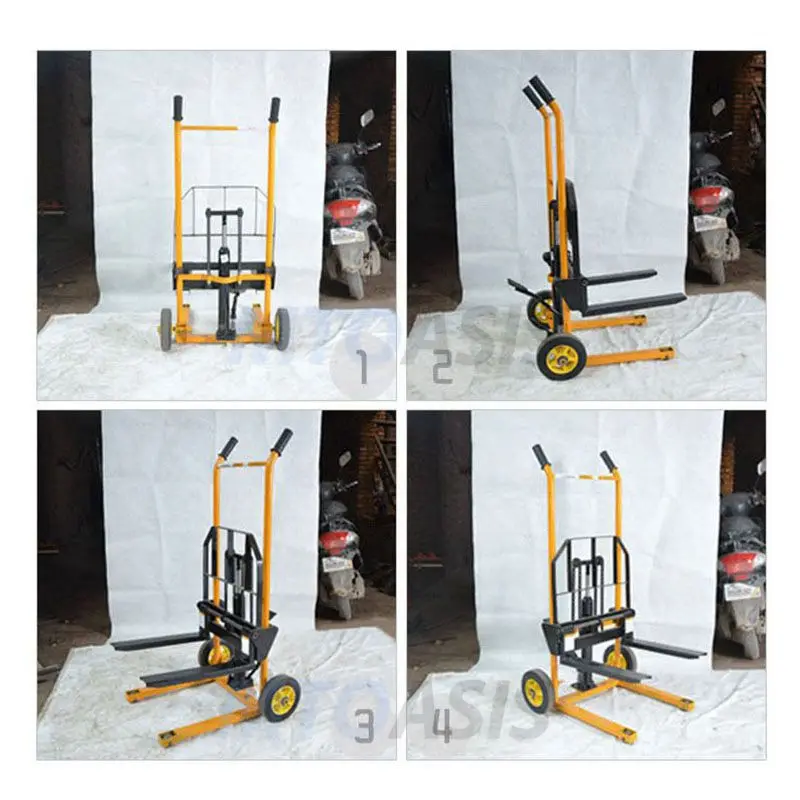 Small forklift hydraulic truck manual forklift mini manual stacker home loading and unloading truck lifting truck 200kg