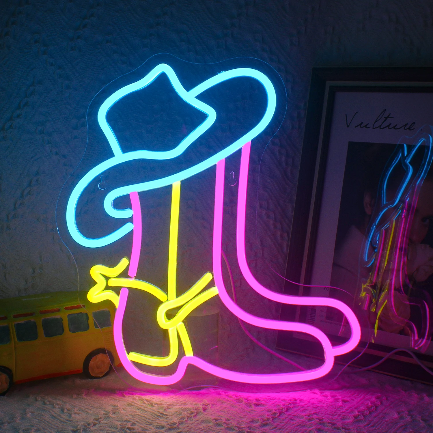 

Cowboy Boot Neon Sign USB Dimmable Led Sign Wall Decor for Game Room Bedroom Party Bar Wedding Store Birthday Gift LED Neon