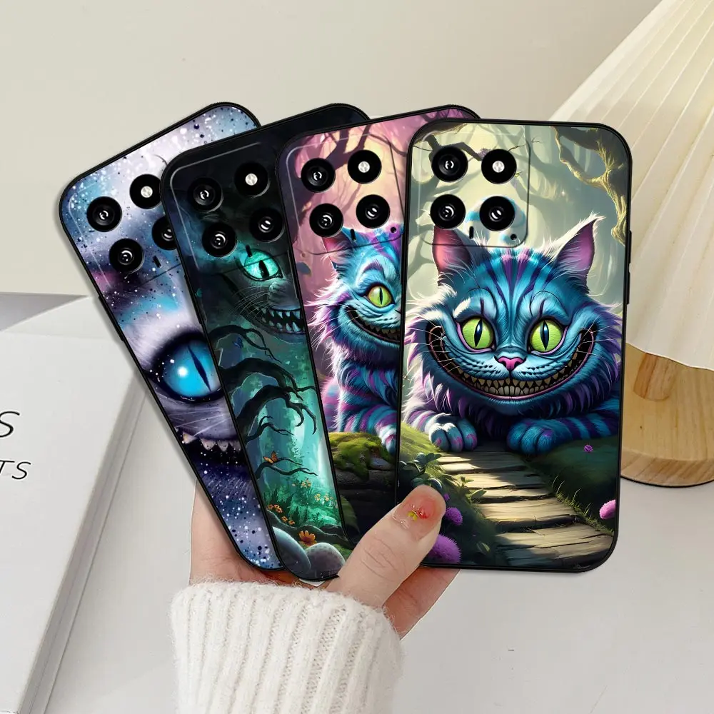 Cheshire Cat Alice in Wonderland Case For Xiaomi 14 12 12T 11 11T 10 10T CC9 9SE POCO F5 F4 X5 X4 M6 M5 M4 PRO Black Soft Cover