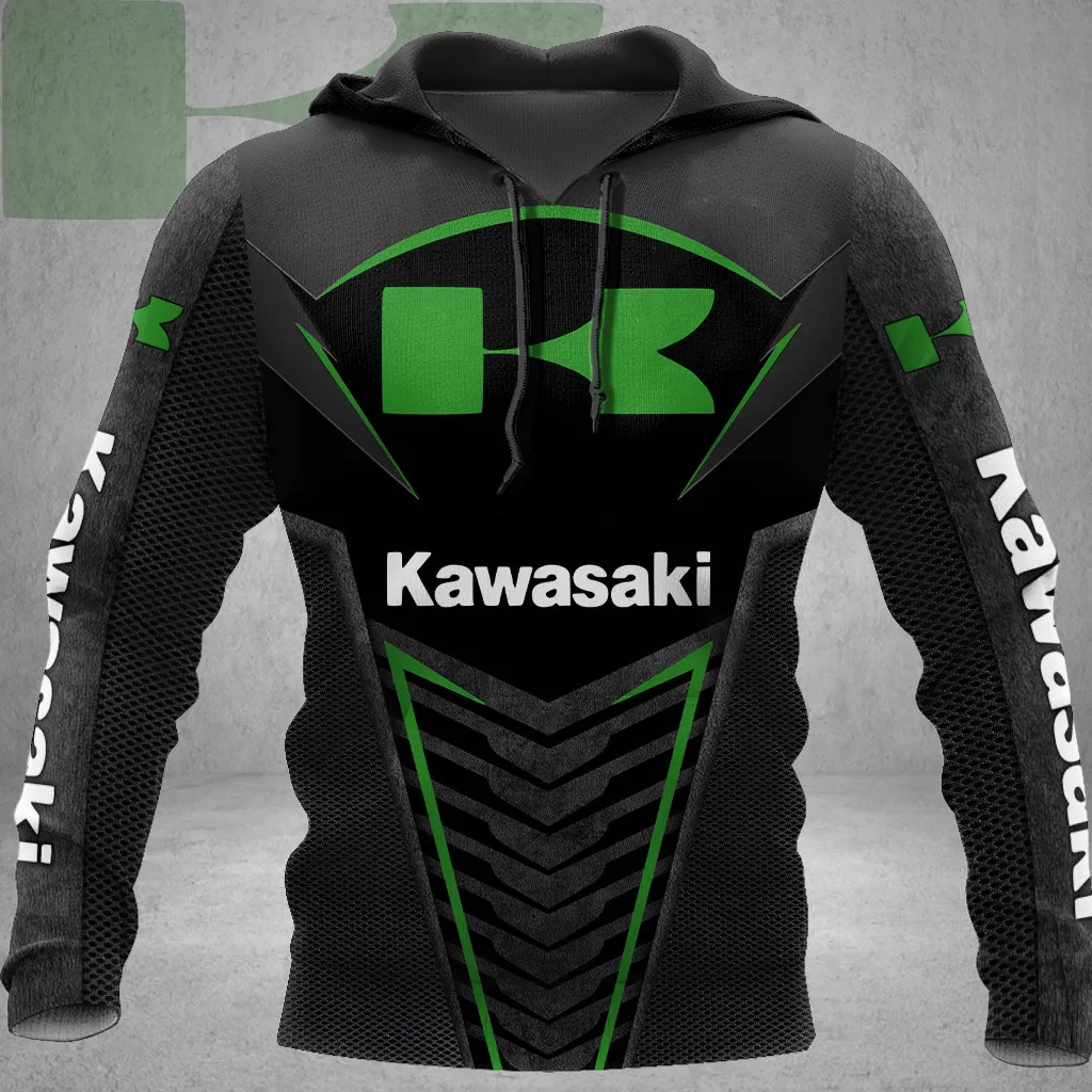 Kawasaki Unisex Mens Clothing Child Oversized Hoodie Extreme Sports Sweatshirt Racing Suit Street High-quality Motorcycle Unifor