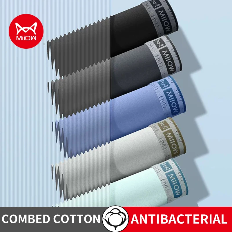 

MiiOW 3Pcs Cotton Men Underwear Graphene Antibacterial Crotch Men Panties Softness Breathable Men's Underpants Man Boxers Briefs