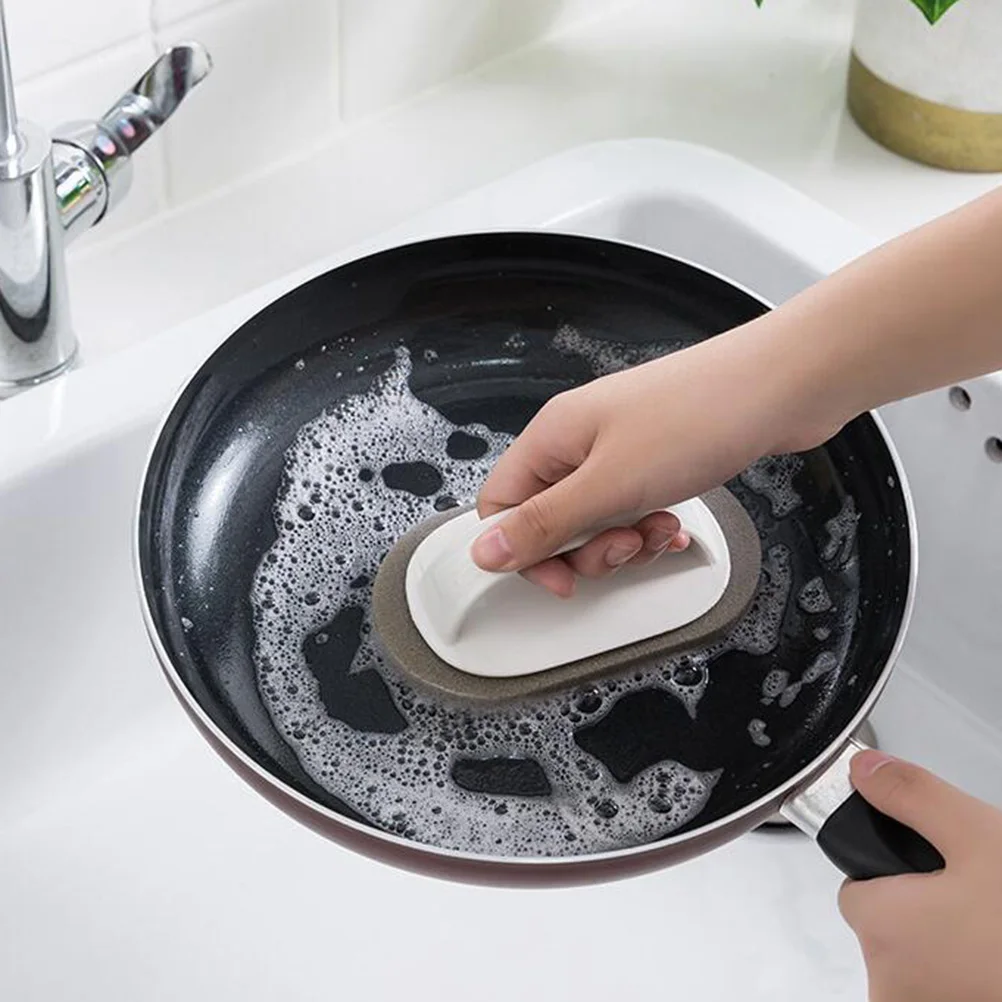 

2pcs Emery Sponge Scrubbers Kitchen Pan Brush Scouring Pad Cleaning Tools For Dishes Pots Bowls Mixed Colors Durable Sponge For