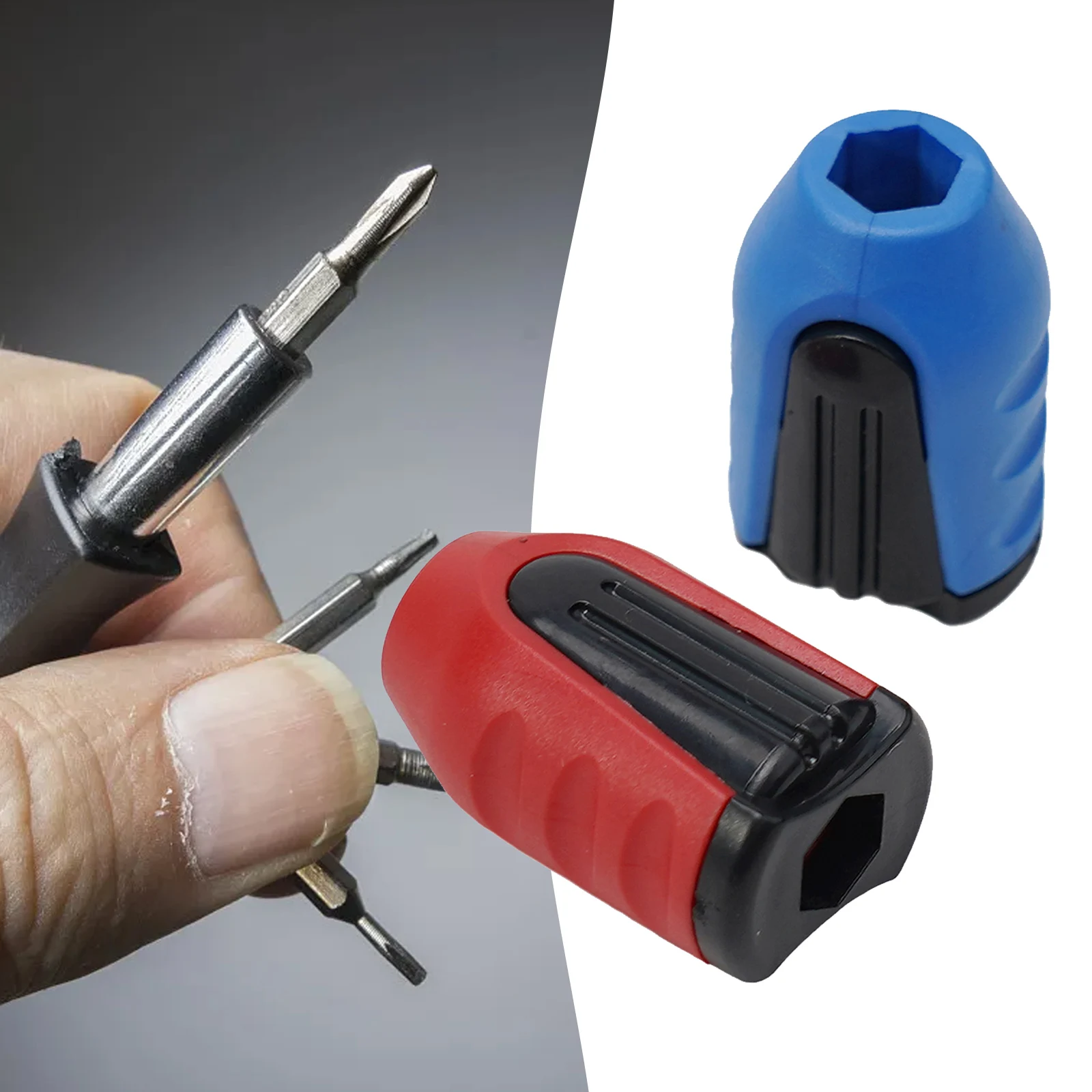 

Practical Brand New Screwdriver /Blue 2 Pcs ABS+Metal Anti-rust Drill Bit Lightweight Magnetic Ring Portable Red