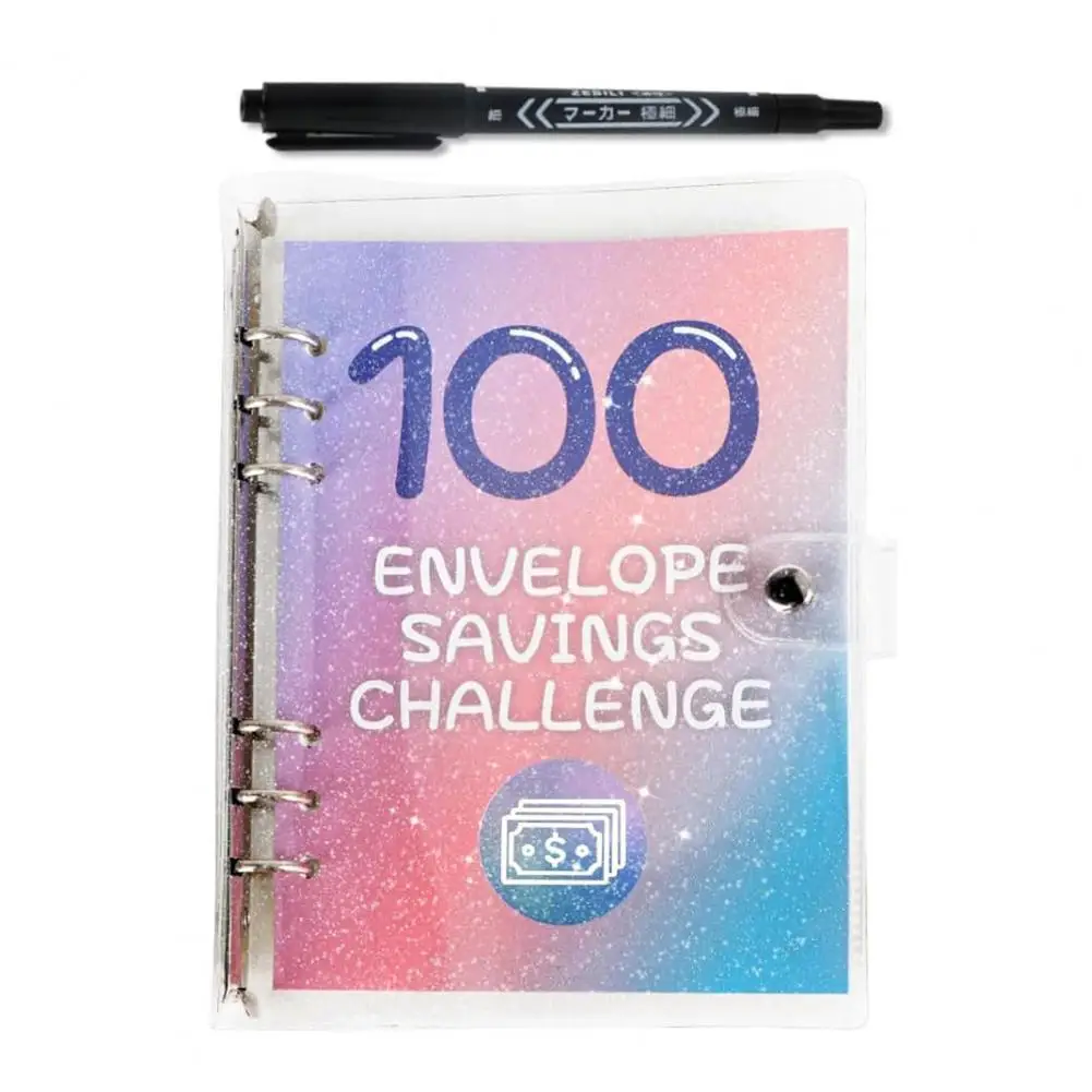 مغلف التحدي الموثق مع القلم ، وتوفير المال الموثق ، 100-day المغلف عدة ، مخطط المنزل ، كتاب ، لامعة