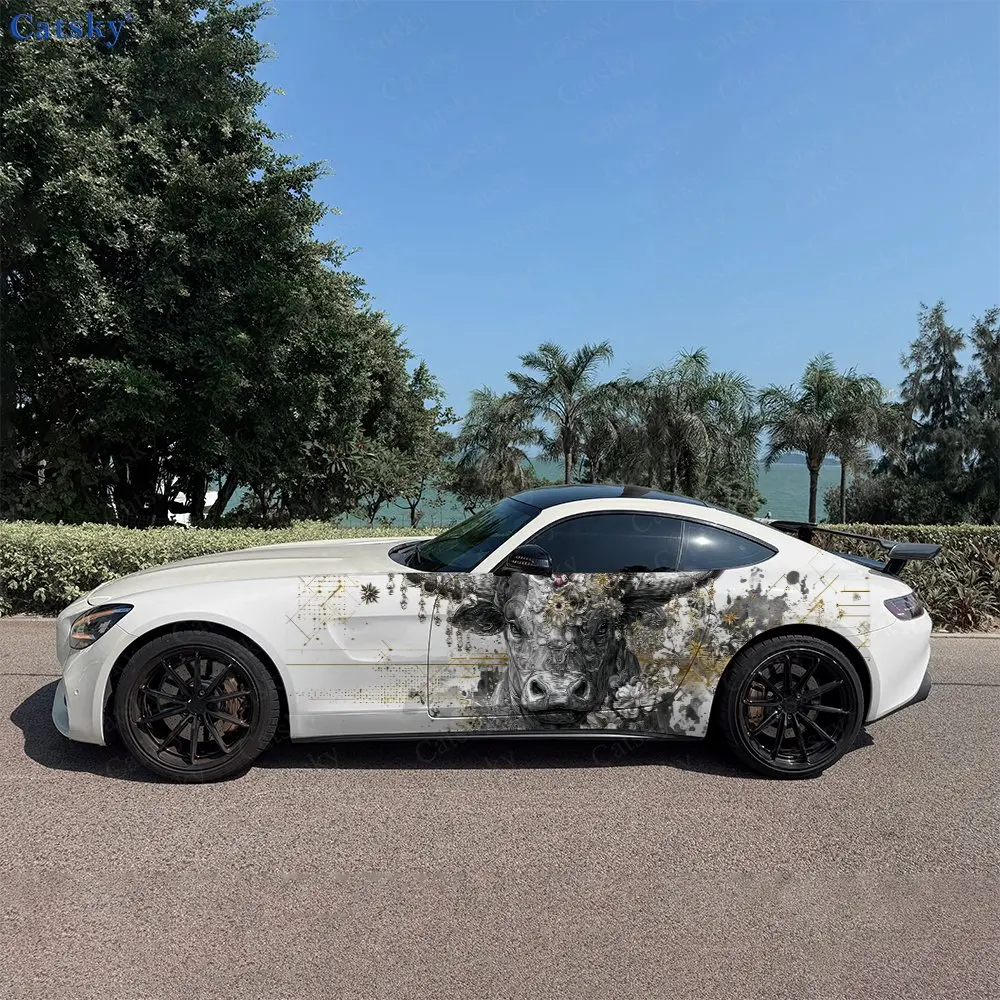 

2 шт. Металлические наклейки на боковые части автомобиля в виде головы быка. | Самоклеящиеся водонепроницаемые и устойчивые к царапинам наклейки из ПВХ, модные декоративные стикеры