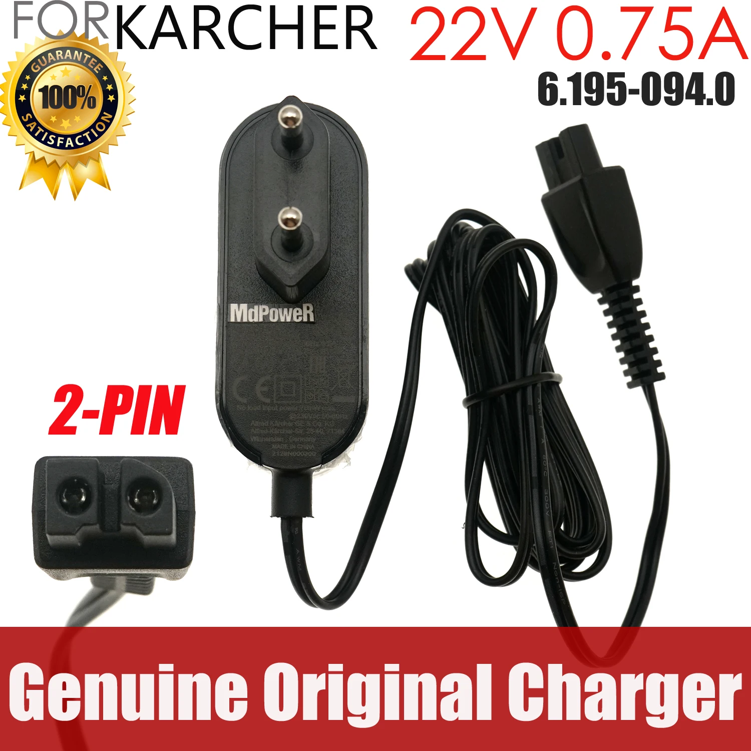 

Original 6.195-094.0 22V 0.75A 16.5W Power Supply AC DC Adapter For KARCHER Vacuum Cleaner Charger EU Plug
