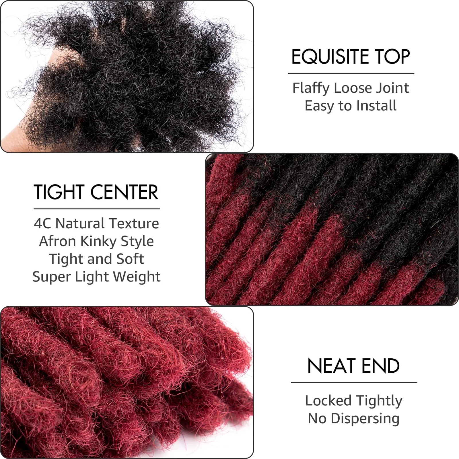 Dreadlocks Extensions For Women Locs Bulk Dread Lock Wholesale Crochet Braid Hair Burgundy Locs Afro Kinky Synthetic Hair 0.8cm