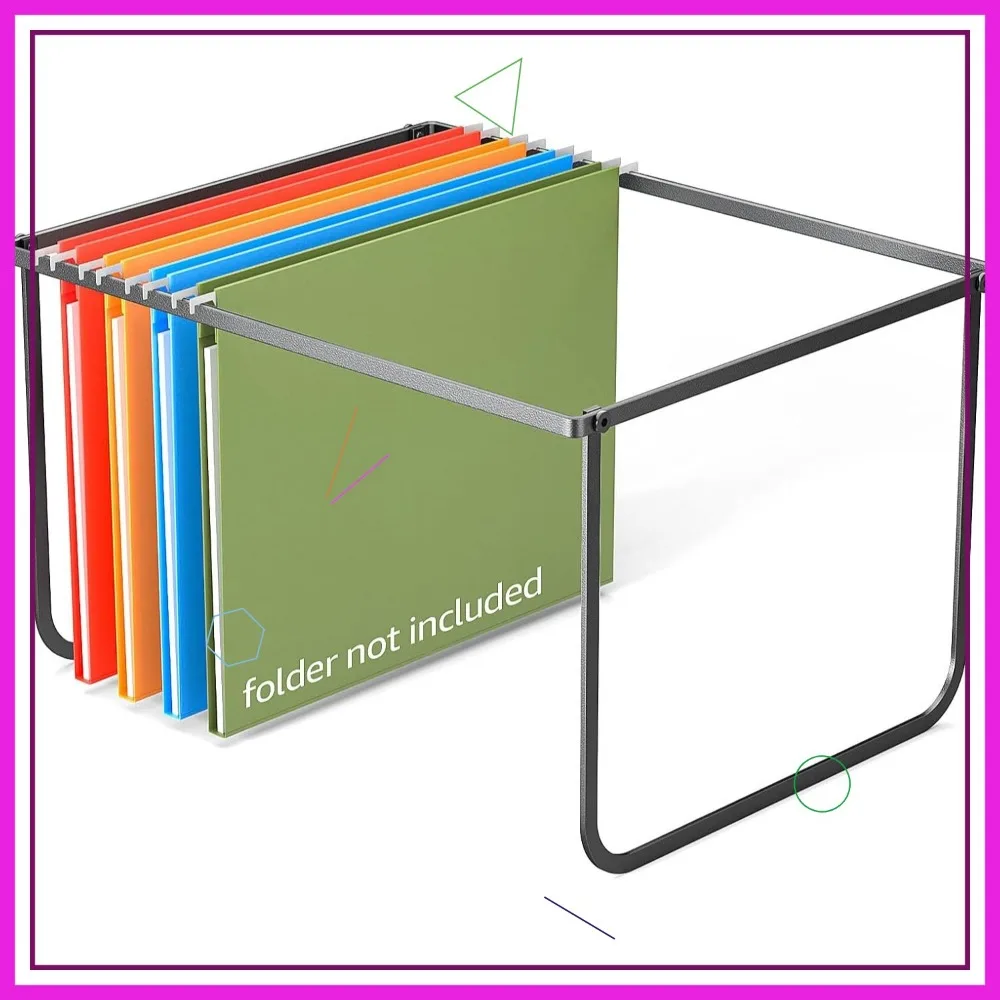 2-Pack Hanging File Folder Frame, Legal/Letter Size Desk Organizer for Filing Cabinet, Black