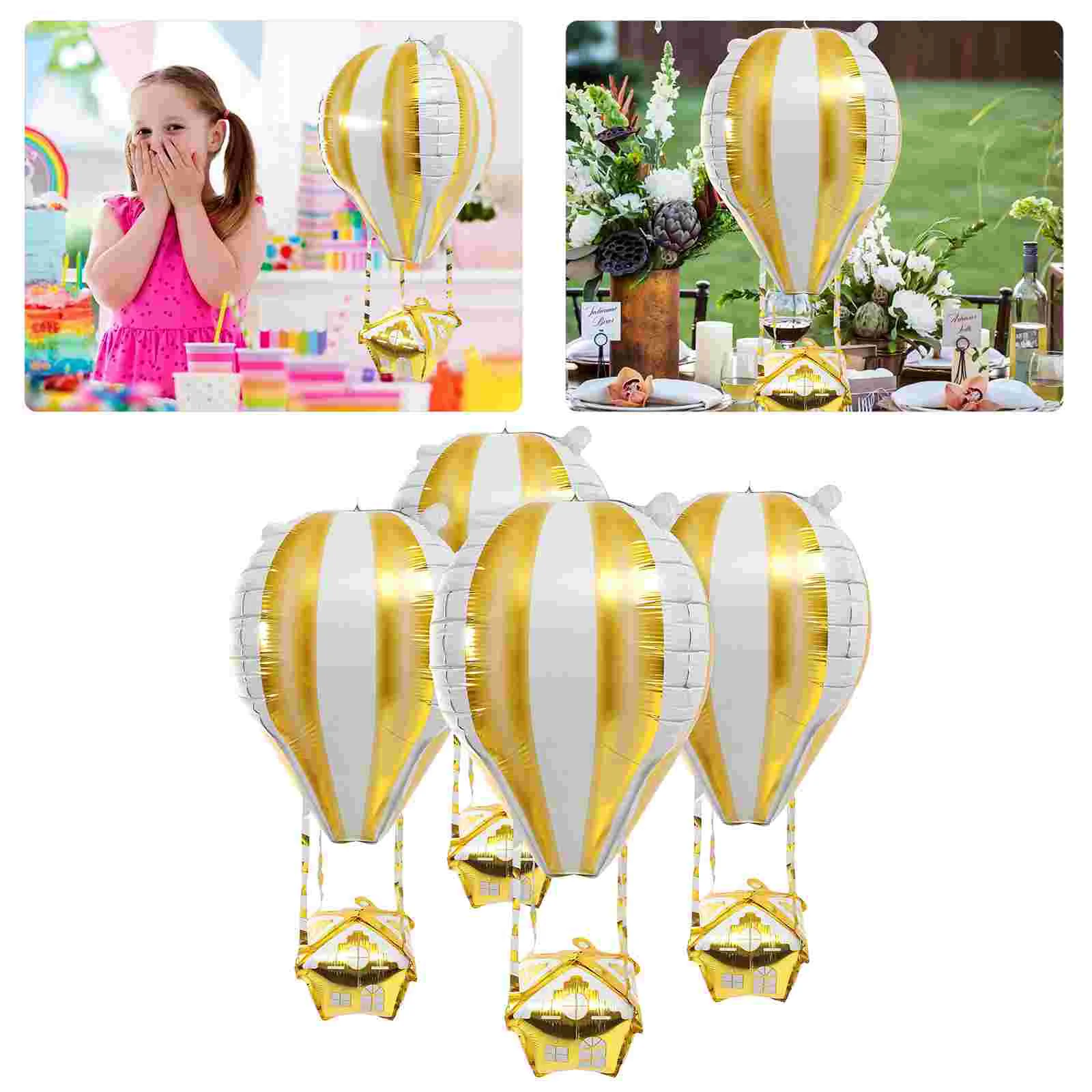 4 Pcs Balloon Stuffing Machine Hot Air Balloons Kids Birthday Gold Aluminum Film Child