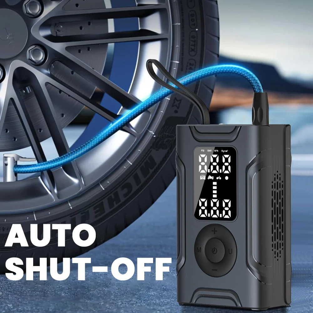 Wireless Portable Tire Inflator 4000mAh Air Pump Digital LED Auto Stop Power Bank for Car Motorcycle Bike Ball Swim Ring