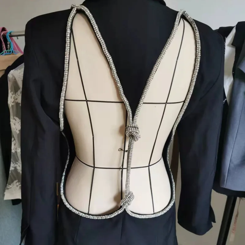 DEAT-Chaqueta ahuecada en la espalda para mujer, Blazer Sexy de Color liso, moda coreana, Otoño y otoño, 2024, 7C223