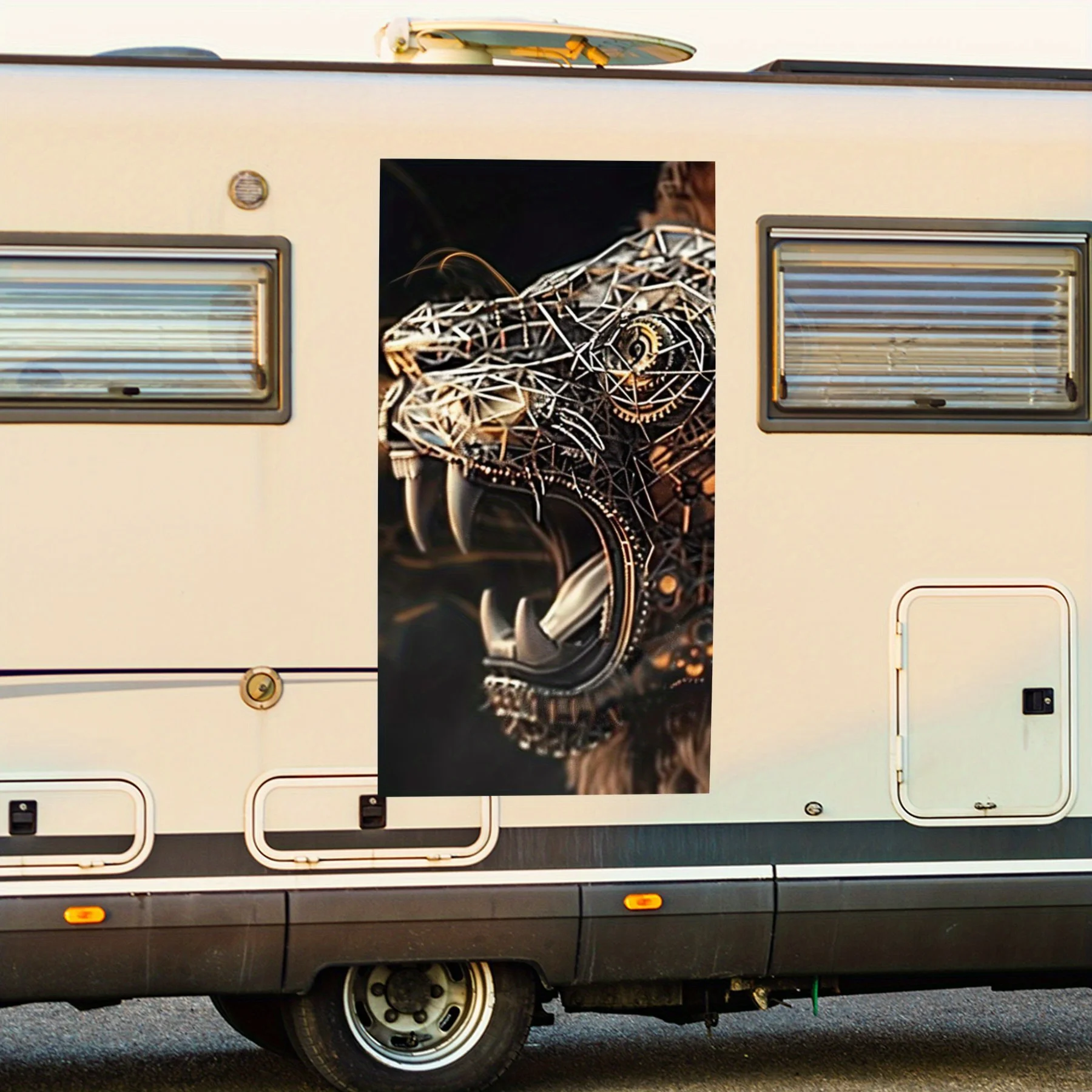 

Механическая наклейка на автомобиль с изображением льва, виниловая наклейка на заднюю часть автомобиля, водонепроницаемые самоклеящиеся виниловые наклейки для хвоста и бампера автомобиля, украшения