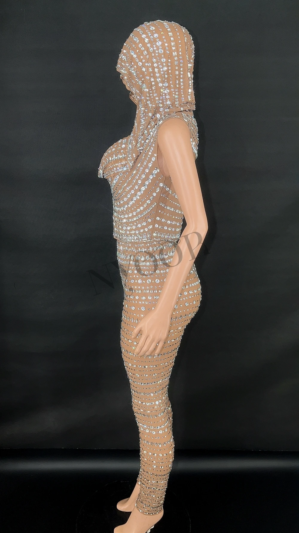 Sparkly Rhinestones Hoodie Tops Skiny Pants Women Sexy Mesh See Through  Celebrate Birthday Evening Prom Dress Photo Shoot Wear - AliExpress  200000532