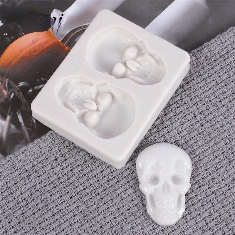 3D Skeleton Head Skull Silicone DIY Chocolate Candy Molds Party Cake Decoration Mold Pastry Baking Decoration Tools