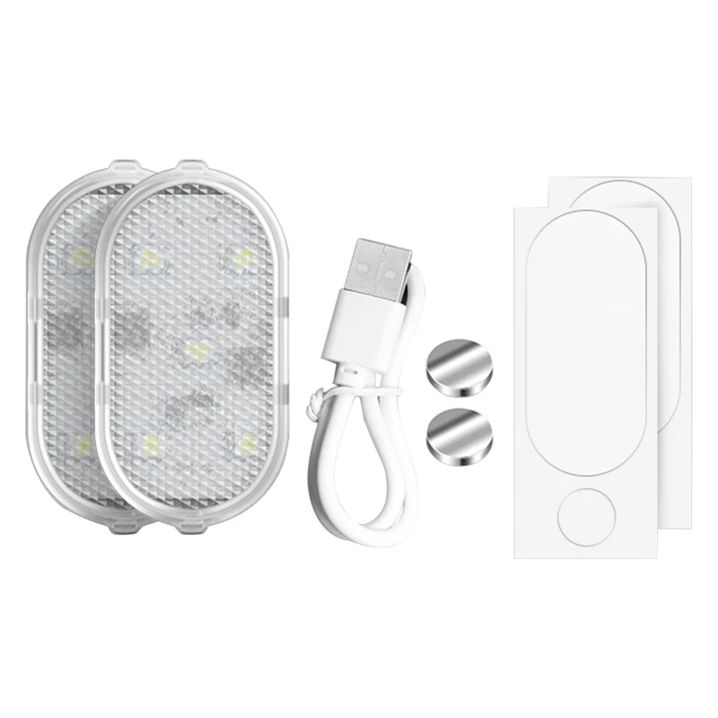 

2Pcs Auto Door Opening Light Interior Lighting LED Bulb Car USB Rechargable Lamp