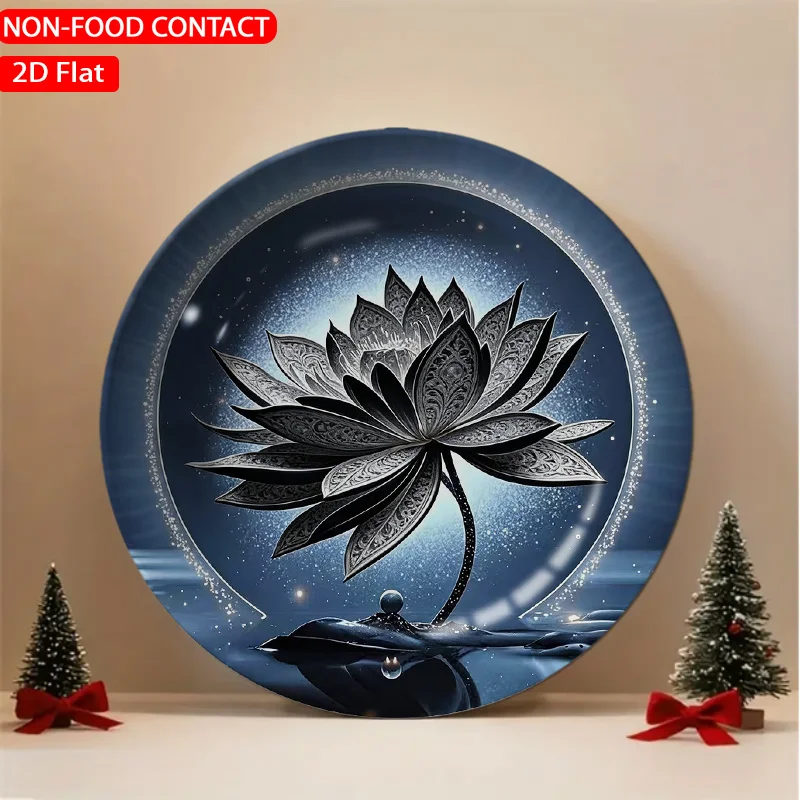 1pc Cosmic Ornamental for Lotus Silver Ceramic Plate Non-food Contact, Home Desk Ornaments, Living Room and Bedroom