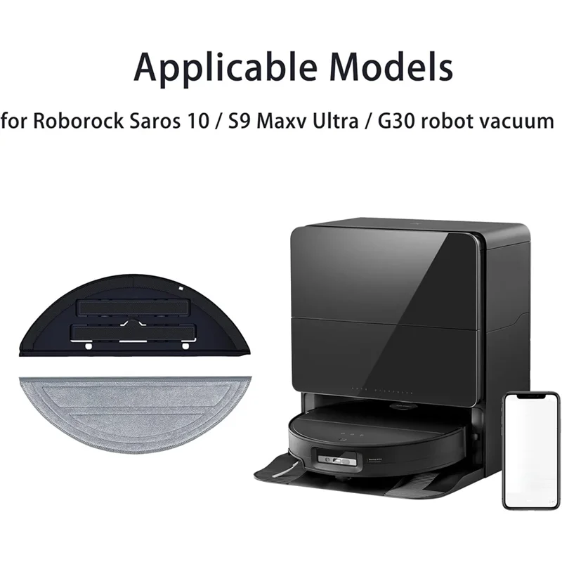【الحد الأدنى】حامل ممسحة مع مجموعة استبدال وسادة التطهير للمكنسة الكهربائية Roborock Saros 10/S9 Maxv Ultra/G30