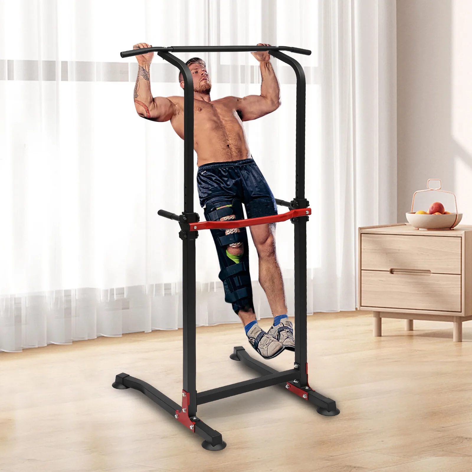 Barre de traction multifonction pour support d'immersion, capacité de 150kg/330lb, hauteur réglable, équipement de gymnastique à domicile pour la calhénie et la force
