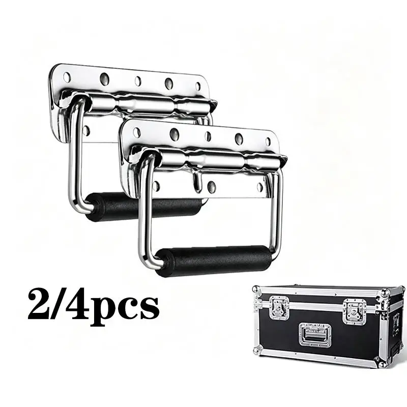 2/4Pcs Metal Speaker Box Handle With Black Spring Rubber Grip For Flight Case Speaker Case Tool Boxes Storage Chests