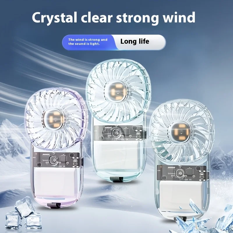 

Новый вентилятор для карт, мини-прозрачный подарочный USB-вентилятор, уличный портативный красочный светильник, ручной вентилятор