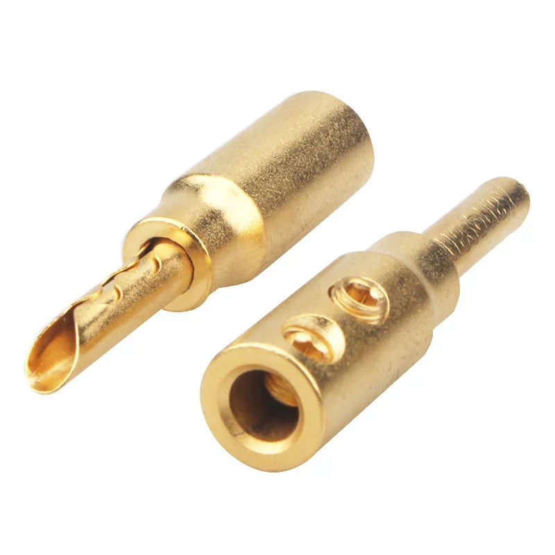 4pcs Gold Plated Banana Plug Welding Free Sawtooth HiFi Audio Speaker Cable Banana Plug Connector