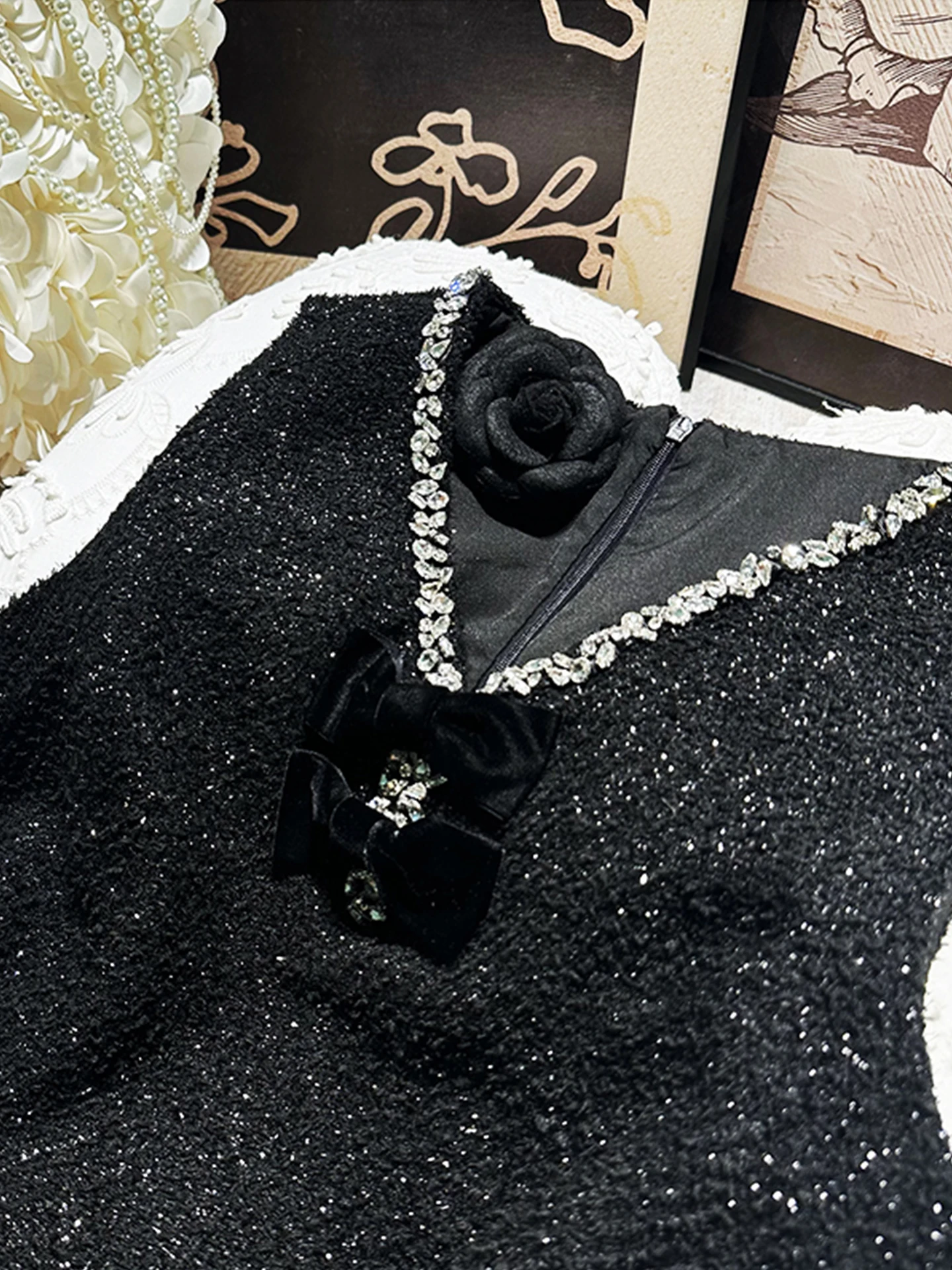 Ele noeud diamant embelli taille cintrée été Dr femmes travail lourd paillettes Par robe fée jupe