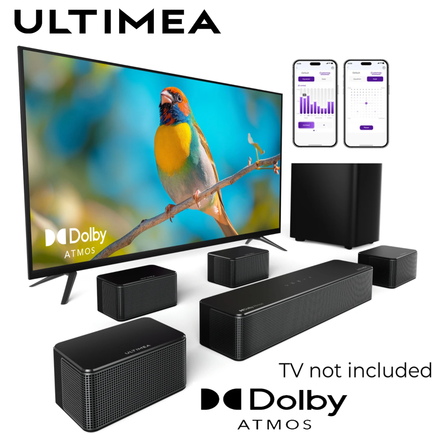 

ULTIMEA 500W Sound Bar 7.1Ch Soundbar with Dolby Atmos Surround Sound System for Home TV with 6.5" Wireless Subwoofer Soundbar