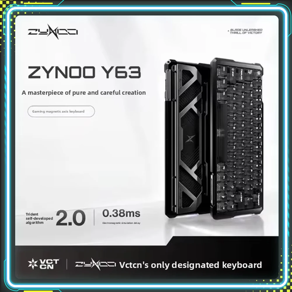 ZYNOO Y63 Magnetic Switch Keyboard Gaming Keyboard PC Web Gamer All-aluminum 63-key layout High-speed actuation with low latency