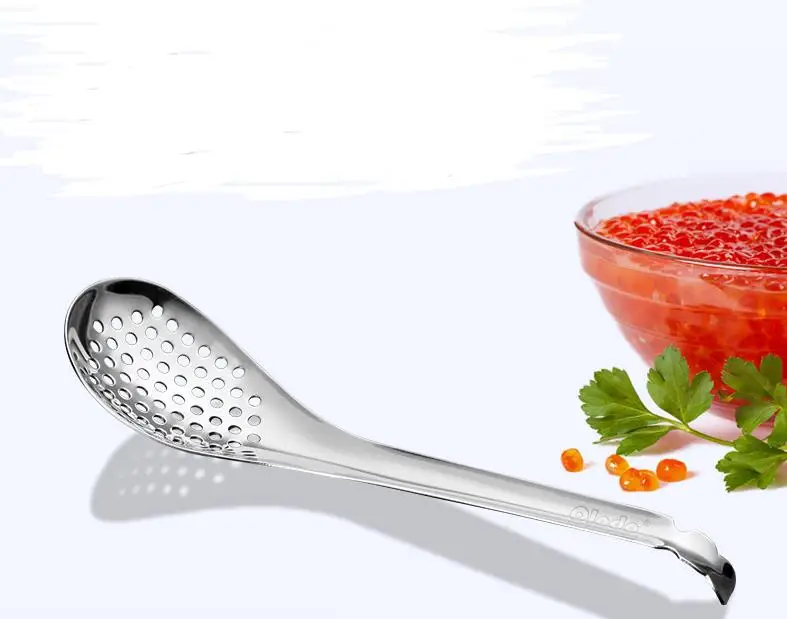 Stainless Steel Caviar Strainer Spoon Molecular Mixologist Slotted Bar Spoon Spherification Spoons Free Shipping