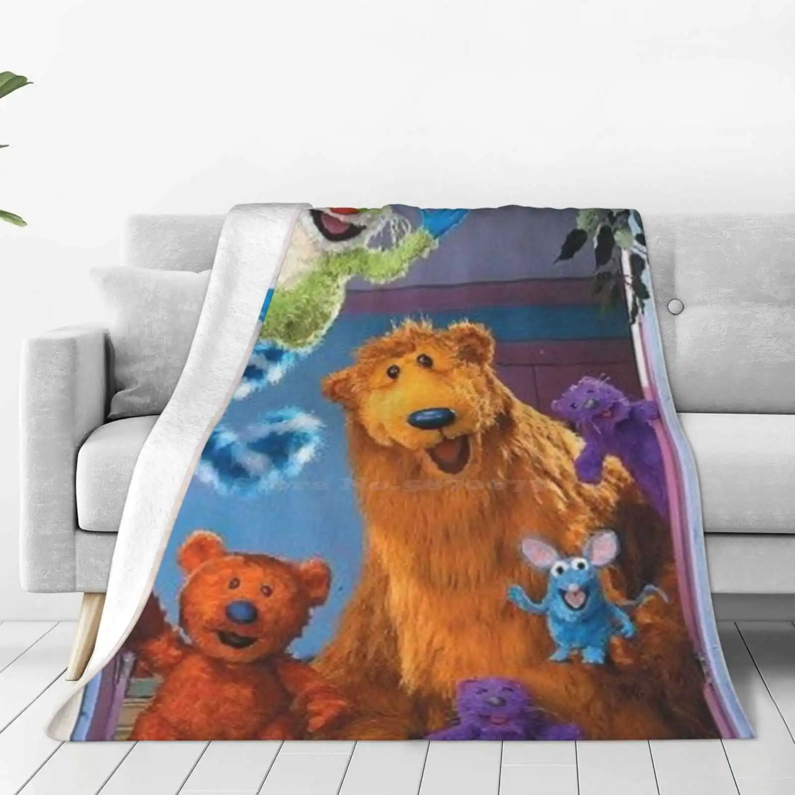 Bear In The Big Blue House Hot Sale Printing High Qiality Warm Flannel Blanket Bear In The Big Blue House Kids Show 90S Tv Pbs