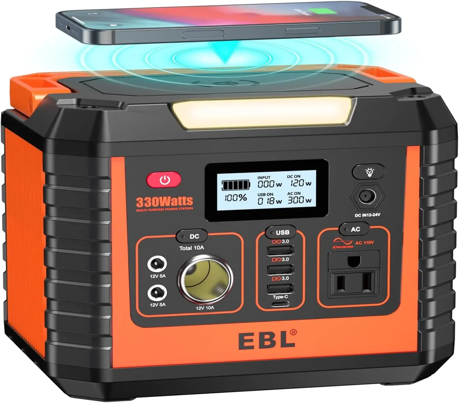 (Solar Panel Not Included) - Peak 600W Backup Lithium Batteries AC Outlet for Blackout Outdoors Camping Hunting Travel