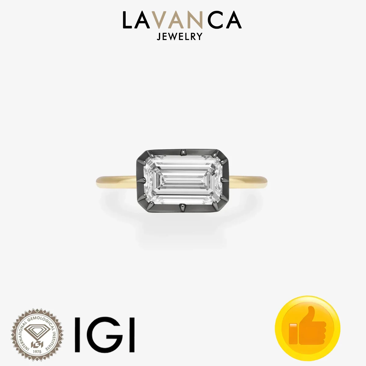 IGI Certified Emerald Cut Lab Grown Diamond Ring 0K/14K/18K Yellow/Black Gold Lab Diamond Engagement Ring Fine Jewelry For Women