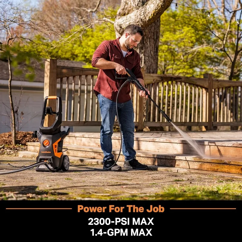 LawnMaster LT506-2000A Nettoyeur haute pression électrique 13 Amp 1.4 GPM 2300 Max PSI avec bouteille en mousse certifié CSA