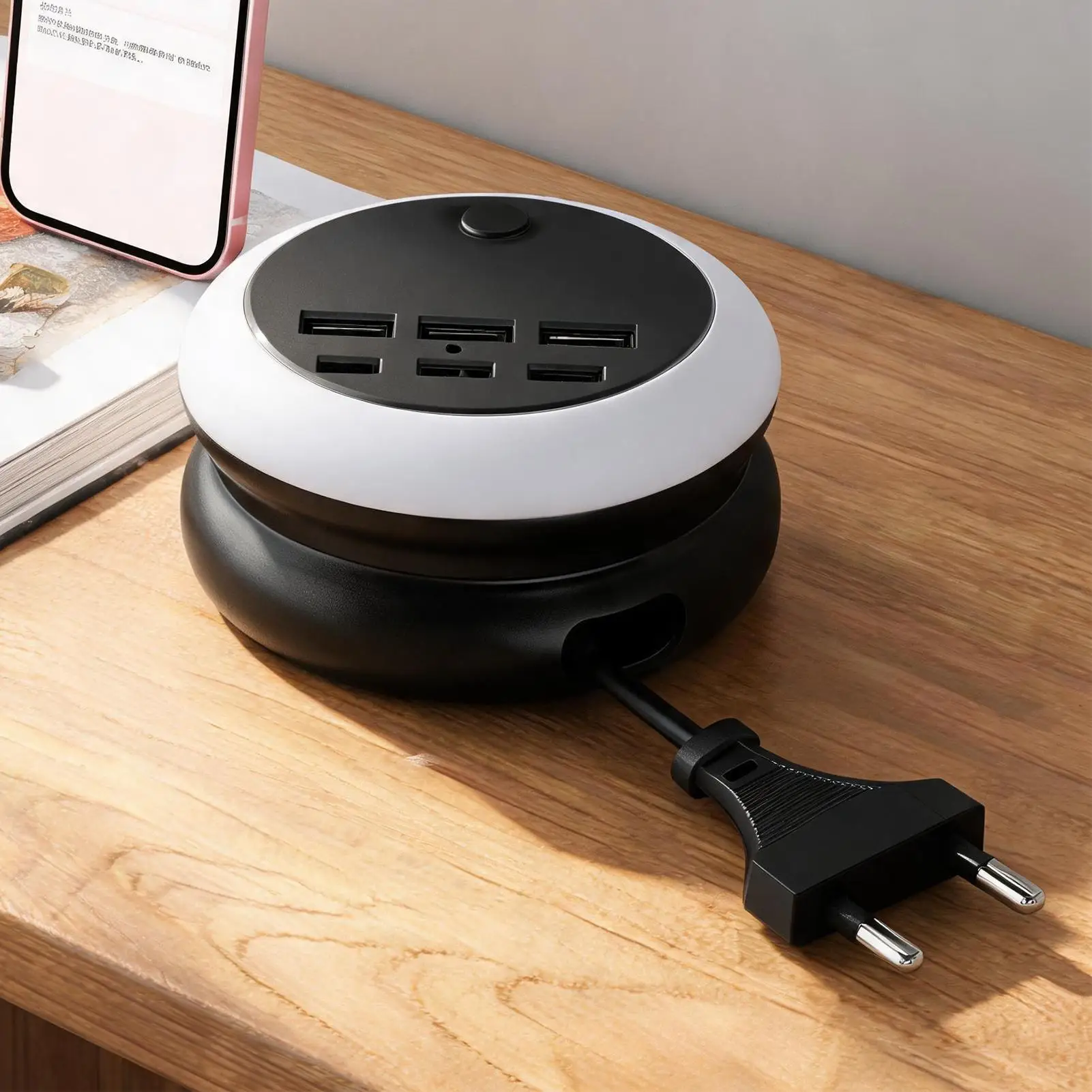 multi-port-usb-charging-station-portable-adjustable-retractable-device-with-light-usb-charger-block-multiple-ports-for-house
