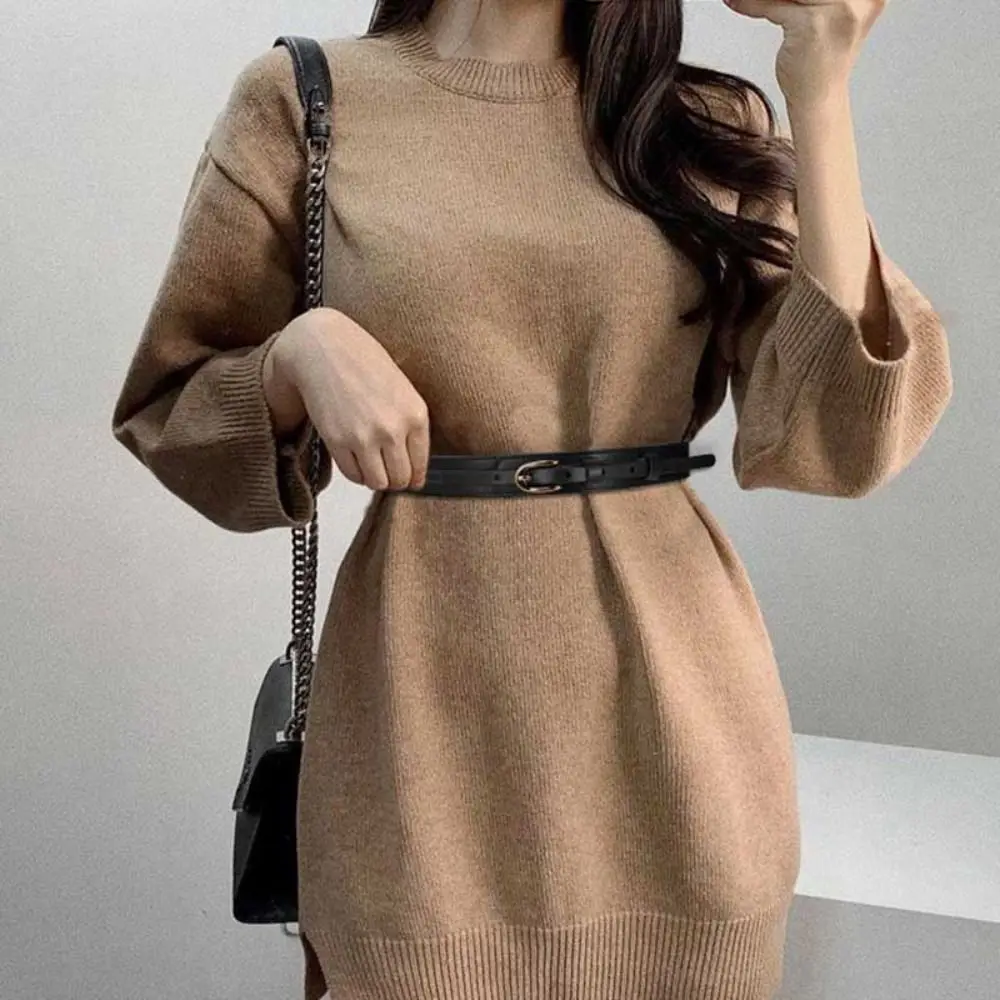 Retro Metal Buckle PU Leather Women Belt All-match Ins Skinny Waist Straps Lady Female Dress Coat Decorative Waistband