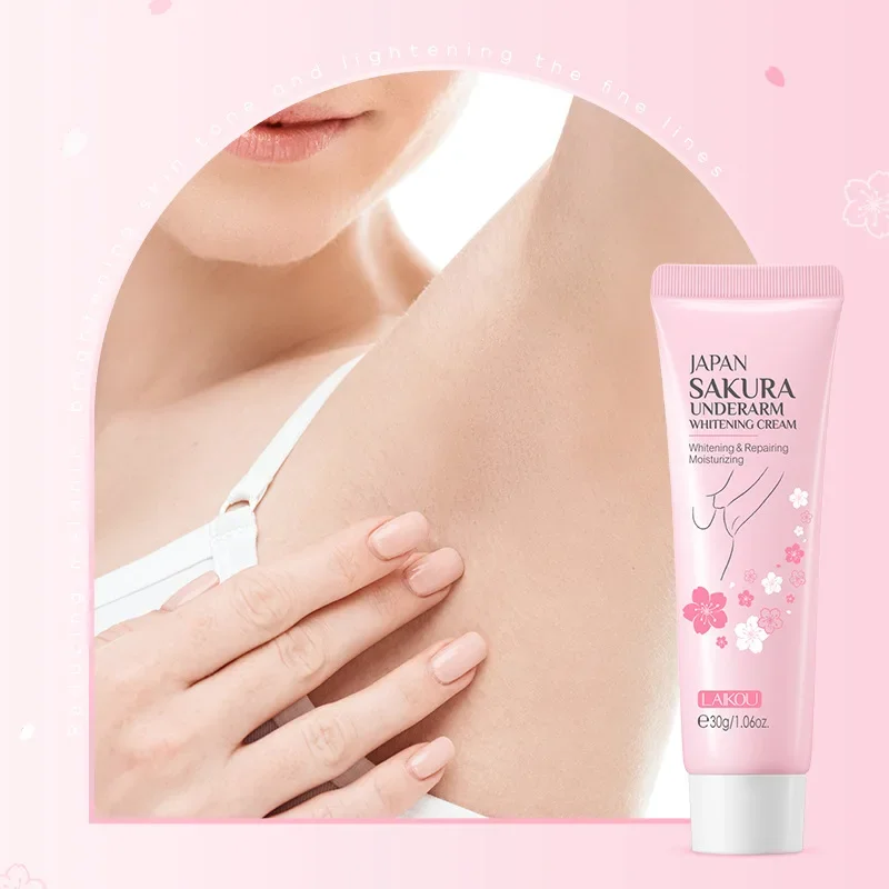 Japan Sakura Underarm Whitening Cream Knee Buttocks Dark Skin Bleach Improve Melanin Pigmentation Dull Moisturizing Brighten 30g