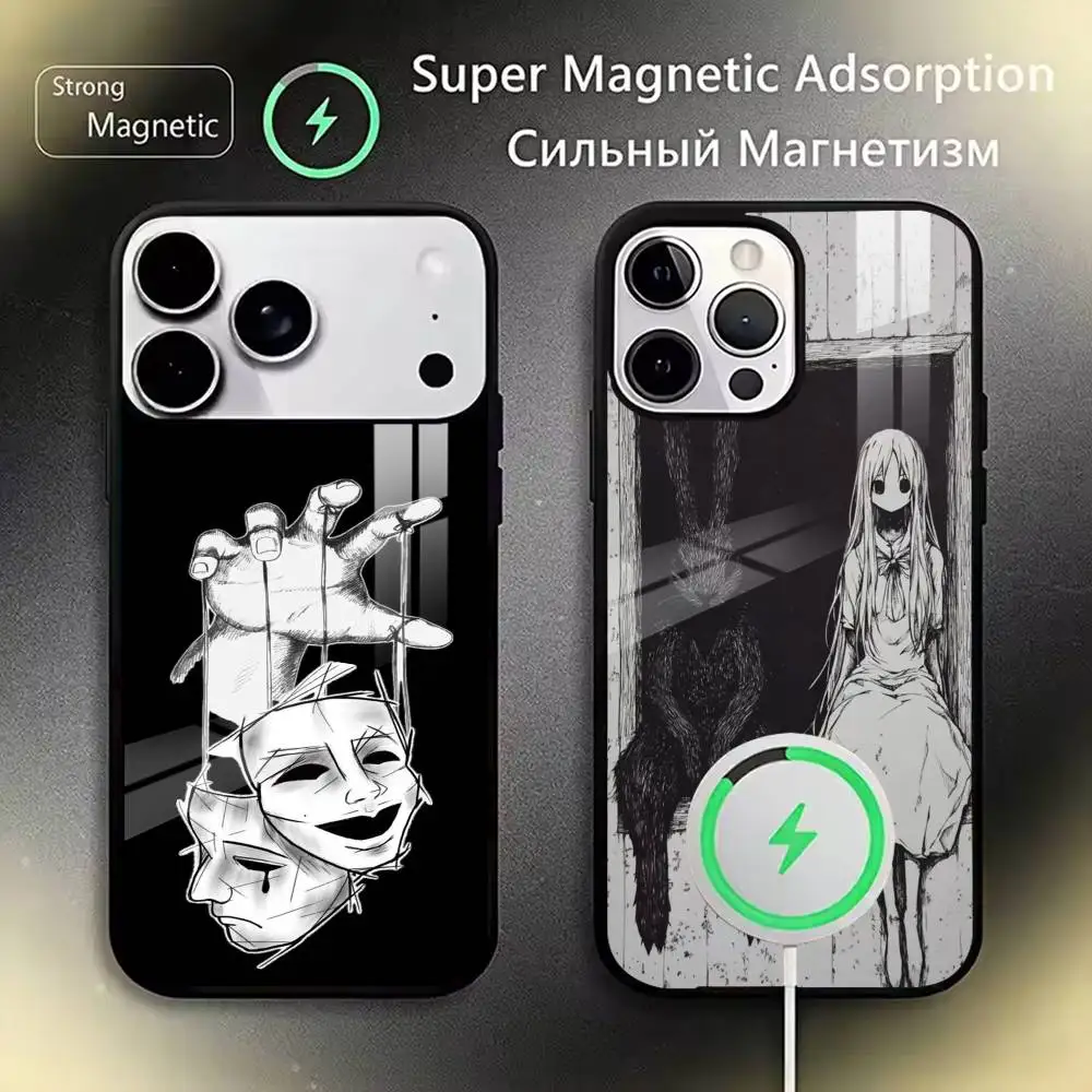 

Art Dark Aesthetic Phone Case For iPhone17,16,15,14,13,12,11 Plus,Pro Allows magnetic wireless charging