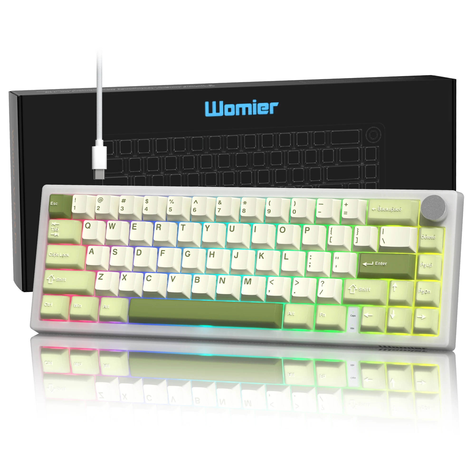 

Hot Swap Gaming Keyboard Gasket Mount Womier VK66 PRO Wired QMK/VIA Mechanical RGB Knob Gamer Keyboard for Win Mac PC