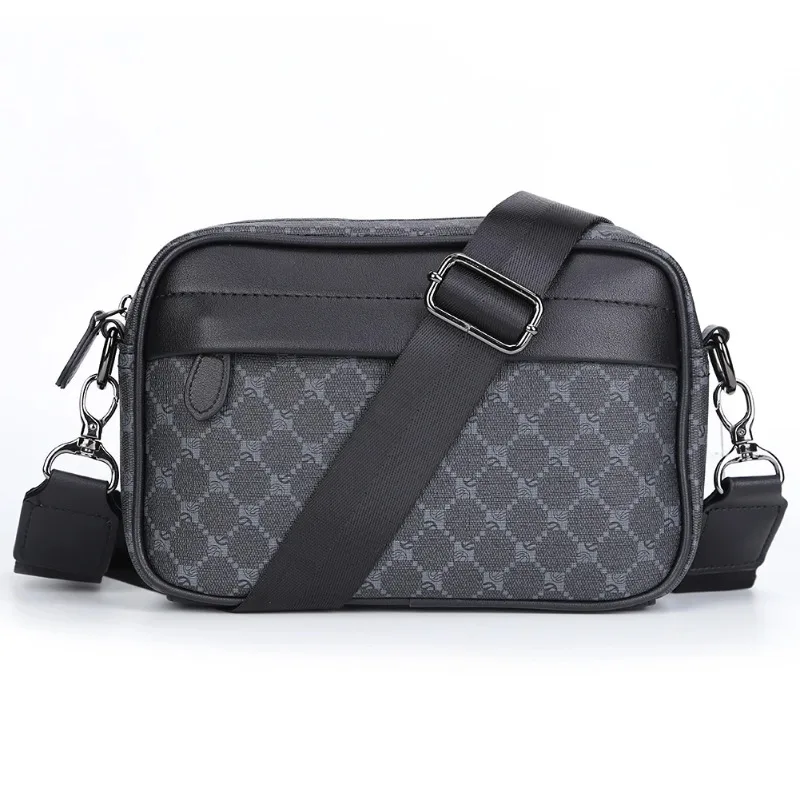 Bolsa de Ombro de Couro PU para Homens, Sacos Crossbody de Alça Larga, Sacos de Estilinete Quadrados, Saco Mensageiro Casual