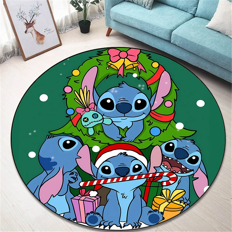 Christmas Stitch Round Carpet for Living Room Rugs Camping Picnic Mats Flannel Anti-Slip Rug Yoga Mat Gifts anime rug