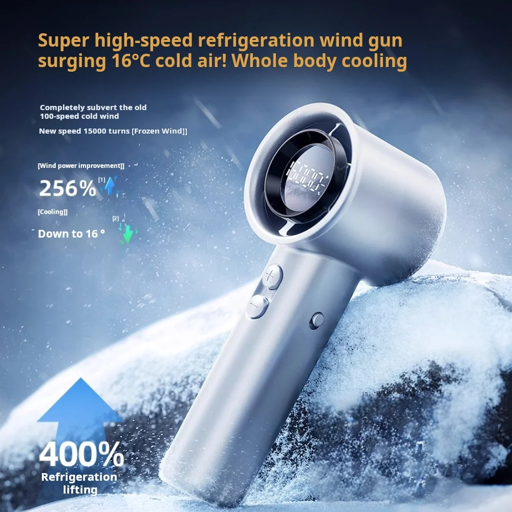 

Super Strong Handheld Fan Brushless Bladeless Turbine Refrigeration Small Fan Big Cold Wind Summer Cooling Outdoor