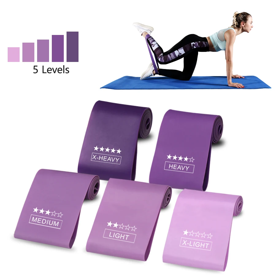 5-Stufiges Widerstandsband-Set für Pilates Fitness Mini-Übungsbänder Sport-Extender Trainingsgeräte für Crossfit