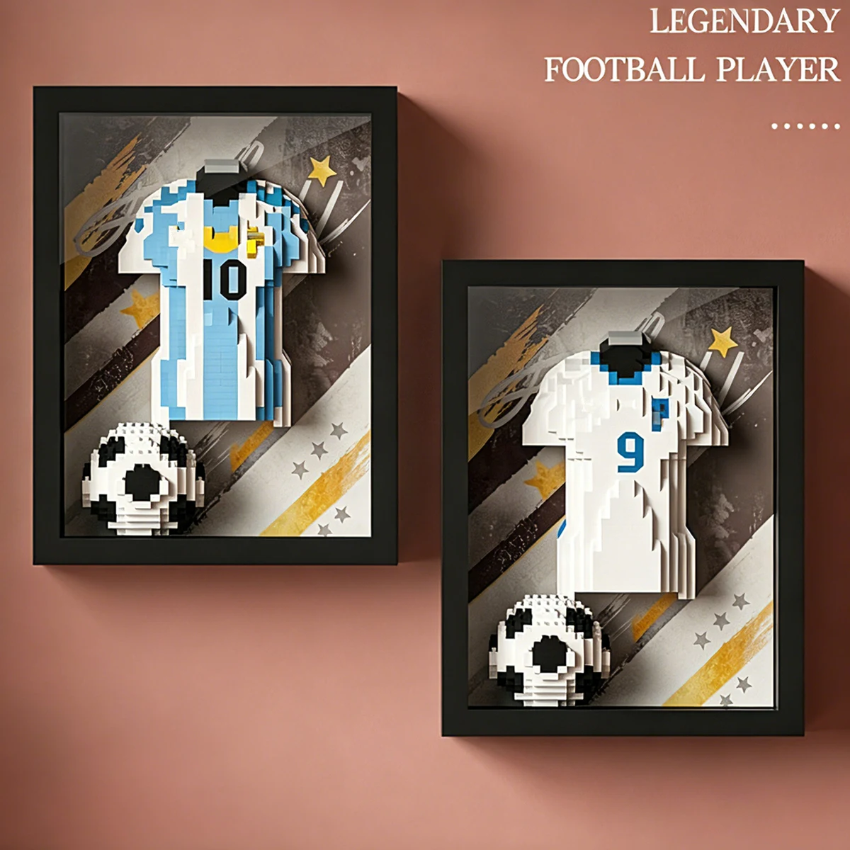 Desktop Wall Display World Soccer Football Jersey Frame Home Decor Mini Building Block Set Gift for Fans view 4