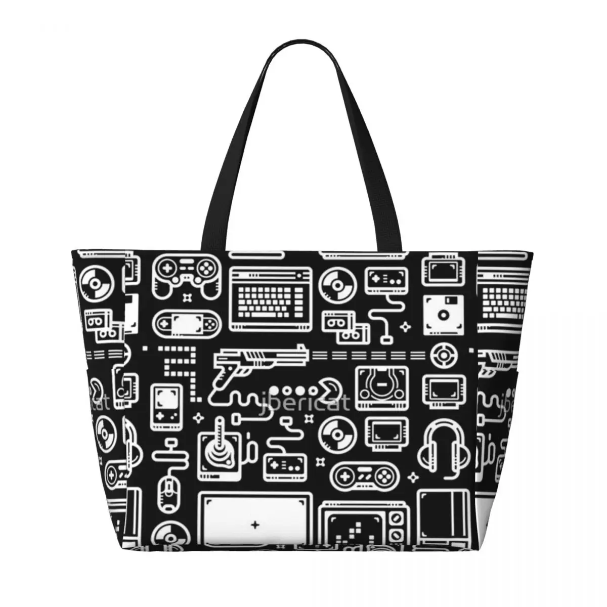 Retro Gamer console per videogiochi borsa da viaggio da spiaggia, Tote Bag Shopping personalizzabile regalo di compleanno quotidiano modello Multi-stile