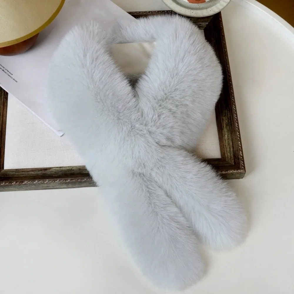 

Soft Plush Fluffy Fur Scarf Solid Color Imitation Fox Hair Warm Neckerchief Cold Resistant Thicken Neck Covers Neck Warmers